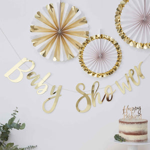 Amscan_OO Decorations - Backdrop & Scene Setters Oh Baby Backdrop Baby Shower Gold Each