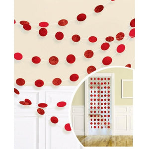 Amscan_OO Decorations - Banners, Flags & Streamers Apple Red Apple Red Glitter Round String Decorations 2m 6pk