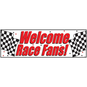 Amscan_OO Decorations - Banners, Flags & Streamers Black & White Check Welcome Race Fans! Party Banner 51cm x 152cm Each