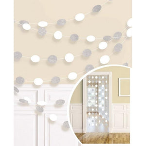 Amscan_OO Decorations - Banners, Flags & Streamers Frosty White Black Glitter Round String Decorations 2m 6pk