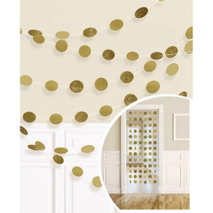 Amscan_OO Decorations - Banners, Flags & Streamers Gold Kiwi Glitter Round String Decorations 2m 6pk