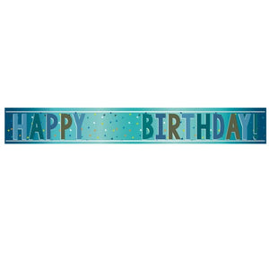 Decorations - Banners, Flags & Streamers Happy Birthday Blue Add-An-Age Foil Banner 1.8m Each