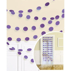 Amscan_OO Decorations - Banners, Flags & Streamers New Purple New Pink Glitter Round String Decorations 2m 6pk