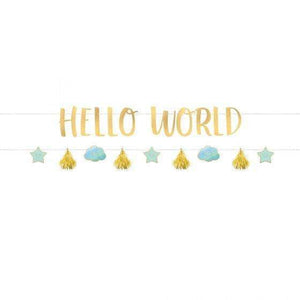 Amscan_OO Decorations - Banners, Flags & Streamers Oh Baby Boy Hello World Letter Banners Kit 1.7m 2pk