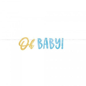 Amscan_OO Decorations - Banners, Flags & Streamers Oh Baby Boy Letter Banner 18cm x 3.65m Each