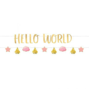 Amscan_OO Decorations - Banners, Flags & Streamers Oh Baby Girl Letter Hello World Banners Kit 2pk