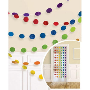 Amscan_OO Decorations - Banners, Flags & Streamers Rainbow Multi Coloured Glitter Round String Decorations 2m 6pk