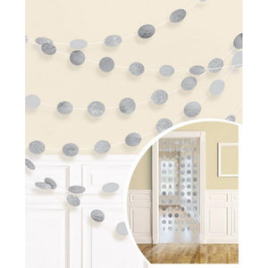 Amscan_OO Decorations - Banners, Flags & Streamers Silver Robin's Egg Blue Glitter Round String Decorations 2m 6pk