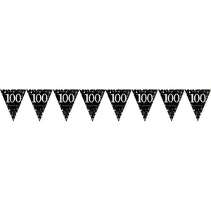 Amscan_OO Decorations - Banners, Flags & Streamers Sparkling Celebration 100th Prismatic Plastic Pennant Banner 4m x 20cm Each