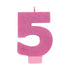 #5 Pink Glitter Numeral Candle 8cm Each