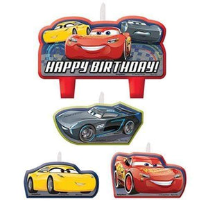 Amscan_OO Decorations - Cake Decorations - Candles Cars 3 Birthday Candle Set 4pk
