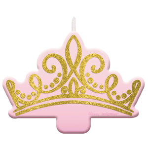 Amscan_OO Decorations - Cake Decorations - Candles Disney Princess Once Upon A Time Glittered Crown Candle 6cm x 9cm Each