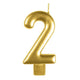 Decorations - Cake Decorations - Candles Gold / 2 Numeral Moulded Candle 8cm Each