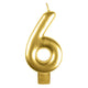 Decorations - Cake Decorations - Candles Gold / 6 Numeral Moulded Candle 8cm Each