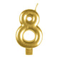 Decorations - Cake Decorations - Candles Gold / 8 Numeral Moulded Candle 8cm Each