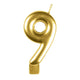 Decorations - Cake Decorations - Candles Gold / 9 Numeral Moulded Candle 8cm Each