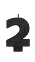 Numeral Glitter Black #2 Candle 8cm Each