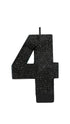 Numeral Glitter Black #4 Candle 8cm Each