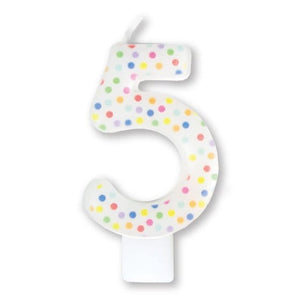 Decorations - Cake Decorations - Candles Rainbow / 5 Numeral Moulded Candle 8cm Each