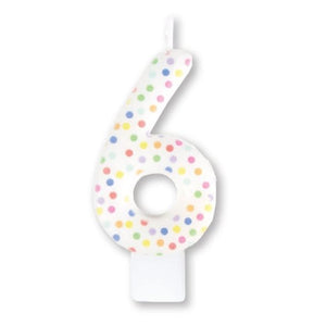 Decorations - Cake Decorations - Candles Rainbow / 6 Numeral Moulded Candle 8cm Each
