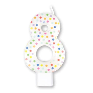Decorations - Cake Decorations - Candles Rainbow / 8 Numeral Moulded Candle 8cm Each