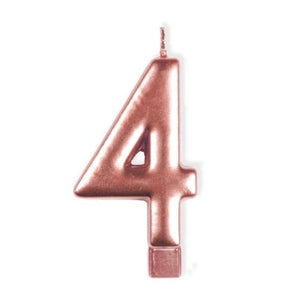 Decorations - Cake Decorations - Candles Rose Gold / 4 Numeral Moulded Candle 8cm Each