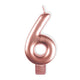 Decorations - Cake Decorations - Candles Rose Gold / 6 Numeral Moulded Candle 8cm Each