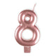 Decorations - Cake Decorations - Candles Rose Gold / 8 Numeral Moulded Candle 8cm Each