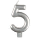 Decorations - Cake Decorations - Candles Silver / 5 Numeral Moulded Candle 8cm Each