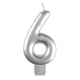 Decorations - Cake Decorations - Candles Silver / 6 Numeral Moulded Candle 8cm Each