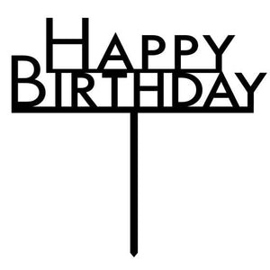Decorations - Cake Decorations - Toppers & Banners Black Happy Birthday Cake Topper Pick Each