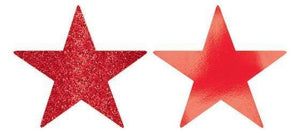 Amscan_OO Decorations - Cutouts Apple Red Black Glittered Foil Solid Star Cutouts 12cm 5pk