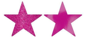 Amscan_OO Decorations - Cutouts Bright Pink Apple Red Glittered Foil Solid Star Cutouts 12cm 5pk