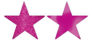 Amscan_OO Decorations - Cutouts Bright Pink New Purple Glittered Foil Solid Star Cutouts 12cm 5pk