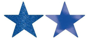 Amscan_OO Decorations - Cutouts Bright Royal Blue Silver Glittered Foil Solid Star Cutouts 12cm 5pk