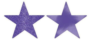 Amscan_OO Decorations - Cutouts New Purple Caribbean Blue Glittered Foil Solid Star Cutouts 12cm 5pk