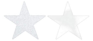 Amscan_OO Decorations - Cutouts White Bright Royal Blue Glittered Foil Solid Star Cutouts 12cm 5pk