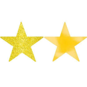 Amscan_OO Decorations - Cutouts Yellow Bright Royal Blue Glittered Foil Solid Star Cutouts 12cm 5pk