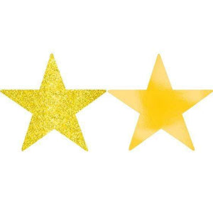 Amscan_OO Decorations - Cutouts Yellow New Purple Glittered Foil Solid Star Cutouts 12cm 5pk