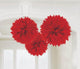 Amscan_OO Decorations - Decorative Fans, Pom Poms & Lanterns Apple Red Gold Fluffy Tissue Decorations 40cm 3Pk