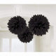 Amscan_OO Decorations - Decorative Fans, Pom Poms & Lanterns Black Gold Fluffy Tissue Decorations 40cm 3Pk