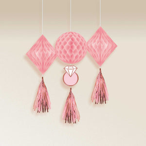 Amscan_OO Decorations - Decorative Fans, Pom Poms & Lanterns Blush Wedding Honeycomb Hanging Decorations 3pk
