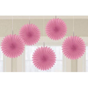 Amscan_OO Decorations - Decorative Fans, Pom Poms & Lanterns Bright Pink Bright Pink Mini Fan Decorations 6in 5pk