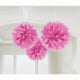 Amscan_OO Decorations - Decorative Fans, Pom Poms & Lanterns Bright Pink Silver Fluffy Tissue Decorations 40cm 3Pk