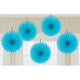 Amscan_OO Decorations - Decorative Fans, Pom Poms & Lanterns Caribbean Blue Bright Pink Mini Fan Decorations 6in 5pk