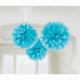 Amscan_OO Decorations - Decorative Fans, Pom Poms & Lanterns Caribbean Blue New Pink Fluffy Tissue Decorations 40cm 3Pk