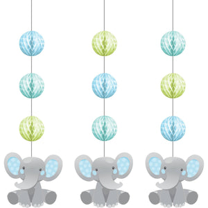 Amscan_OO Decorations - Decorative Fans, Pom Poms & Lanterns Enchanting Elephant Boy Hanging Honeycomb & Cutouts Decorations 3pk