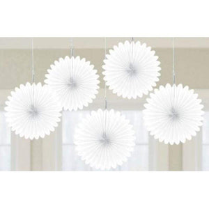 Amscan_OO Decorations - Decorative Fans, Pom Poms & Lanterns Frosty White Gold Mini Fan Decorations 6in 5pk