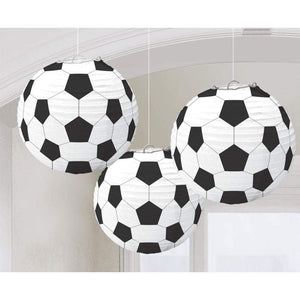 Amscan_OO Decorations - Decorative Fans, Pom Poms & Lanterns Goal Getter Soccer Fan Paper Lanterns 24cm 3pk