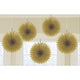 Amscan_OO Decorations - Decorative Fans, Pom Poms & Lanterns Gold Gold Mini Fan Decorations 6in 5pk